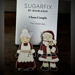 BAUBLEBAR Christmas Holiday Caucasian White Santa & Mrs. Claus Earrings NEW NWT